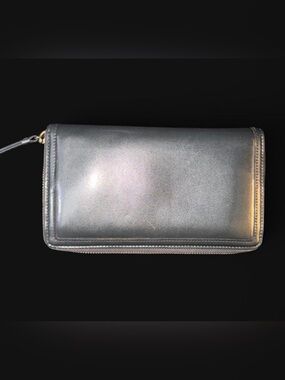 Halogen Black Zip-Around Leather Wristlet Wallet